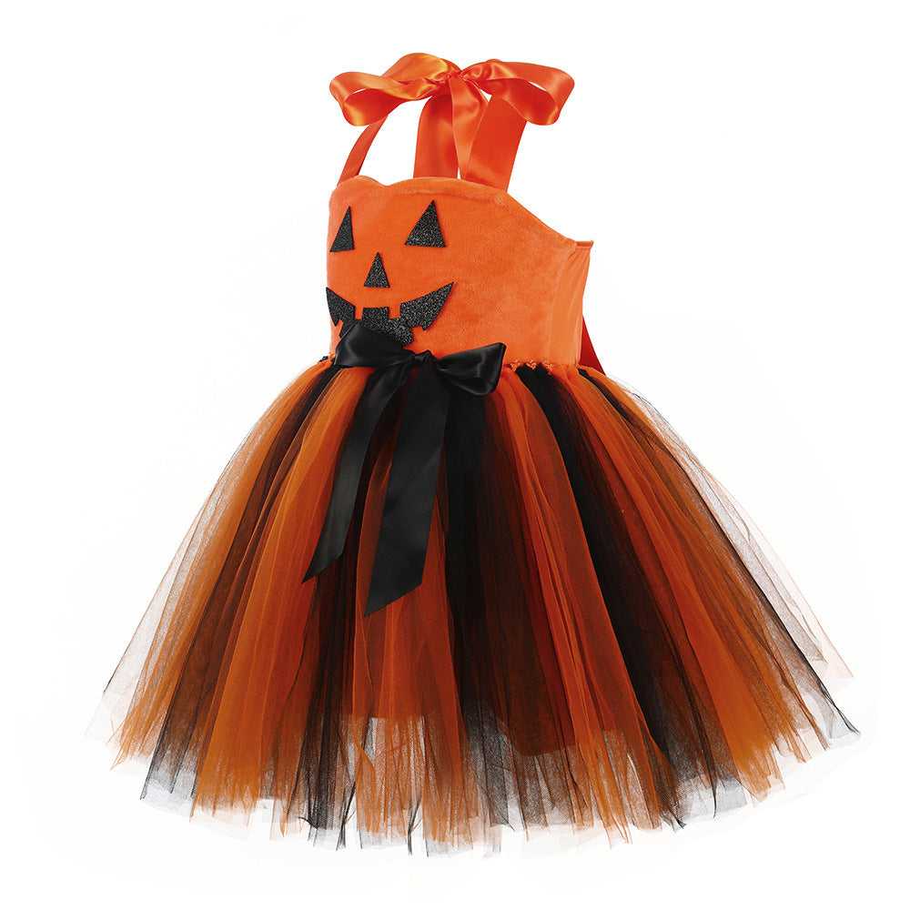 Halloween Pumpkin Tutu Costume Dress with Accessories