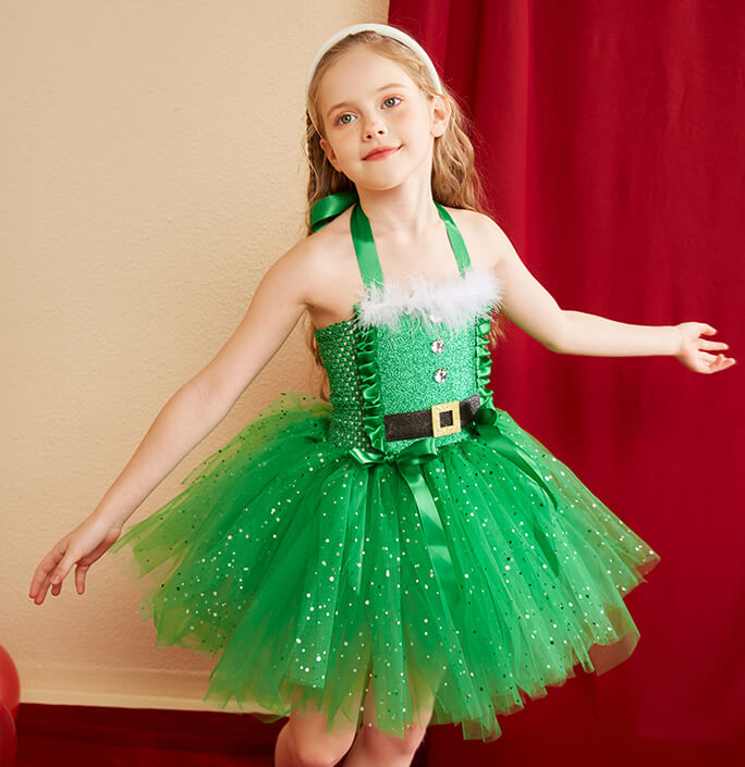 Girls Christmas Tree Style Tutu Dress