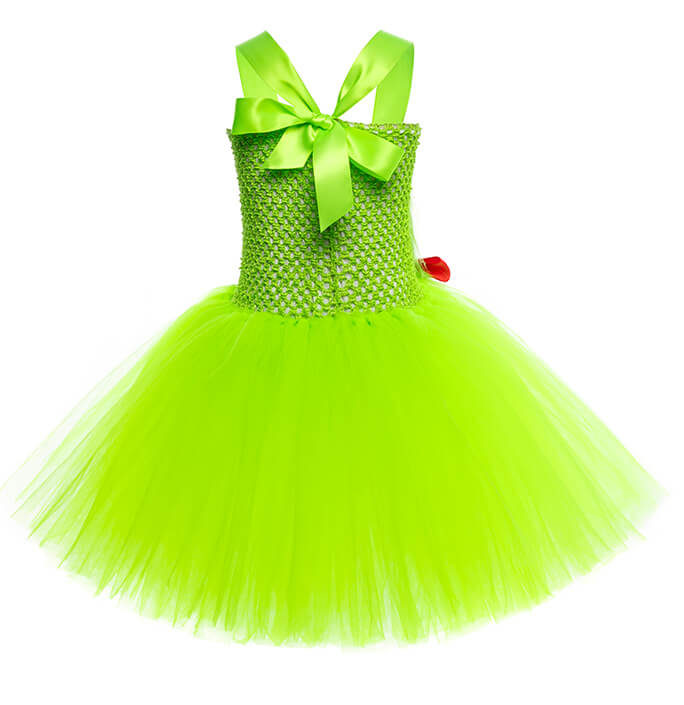 Girls Christmas Green Hairy Monster Tutu Dress