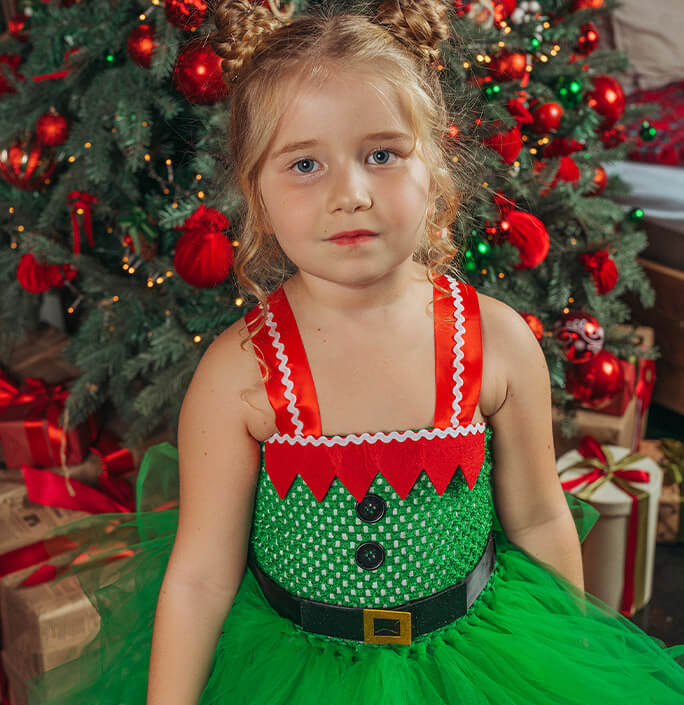 Girls Christmas Green Tutu Dress