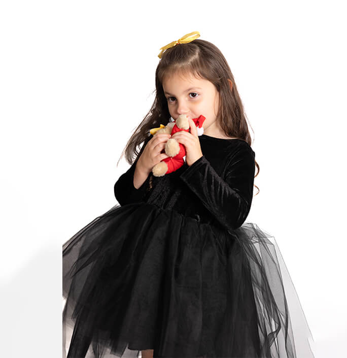 Girls Solid Long Hem Party Dress