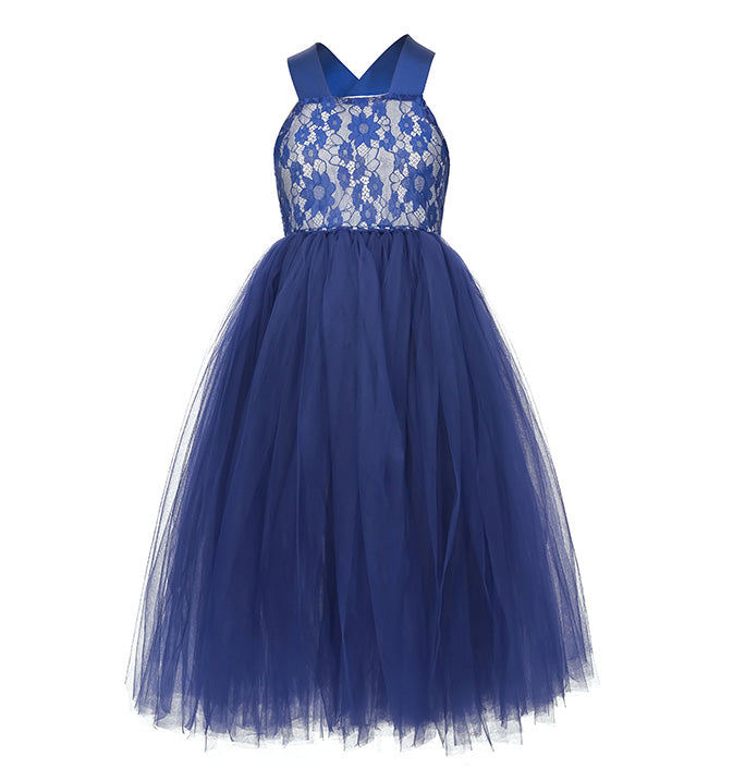 Girls Solid Color Cutout Flower Festival Dress