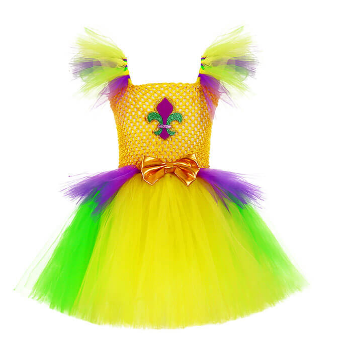 Girls Carnival Tulle Sleeve LED Light Party Tutu Dress