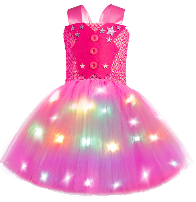 Girls LED Hot Pink Cowgirl Tutu Dress