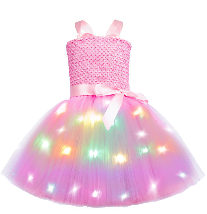 Little Girl LED Pink Dress Birthday Festival Costume