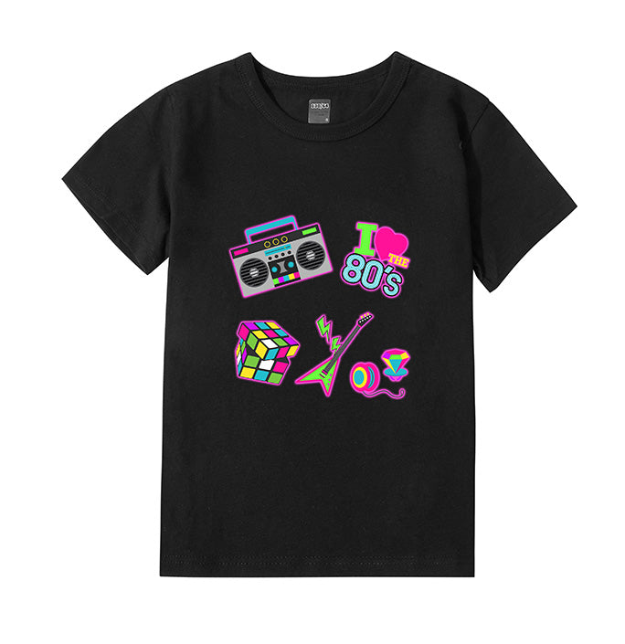 Girls Retro Printed T-Shirt Skirt Party Set Costume