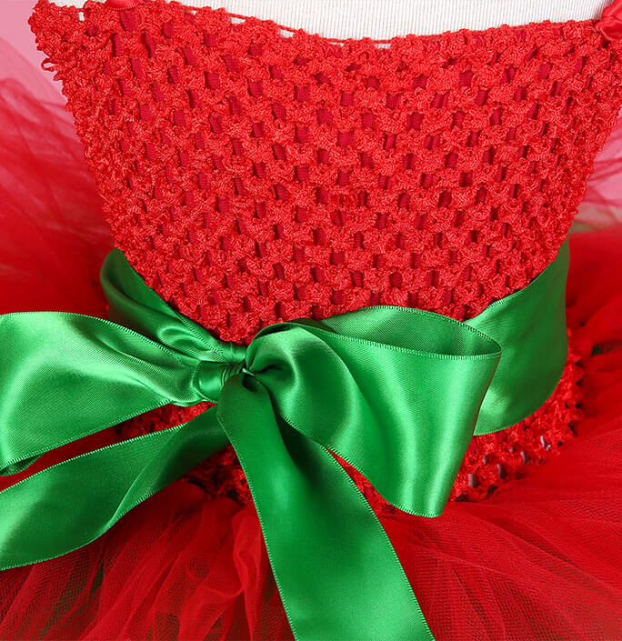 Girls Christmas Red Elf Tutu Dress