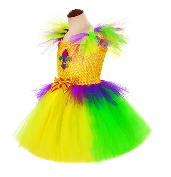 Girls Carnival Tulle Sleeve LED Light Party Tutu Dress