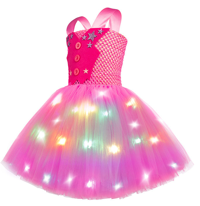 Girls LED Hot Pink Cowgirl Tutu Dress