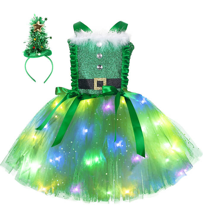 Girls Christmas Tree Style Tutu Dress