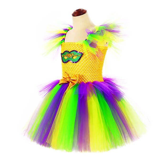 Girls Carnival Yellow LED Light Mask Tutu Dress
