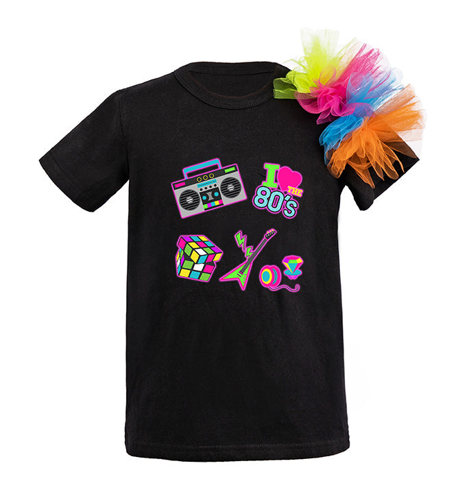Girls Retro Printed T-Shirt Skirt Party Set Costume