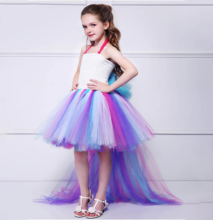 Girls Unicorn Long Tail Birthday Costume