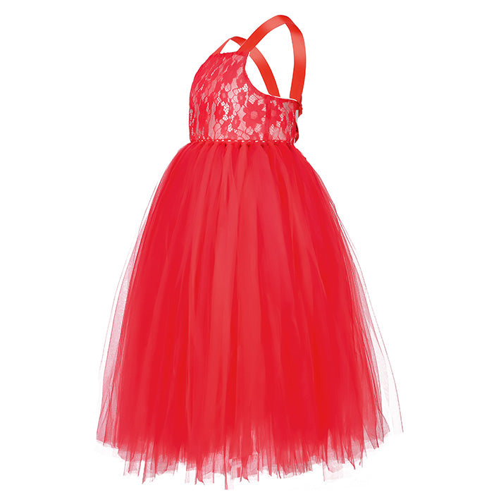 Girls Solid Color Cutout Flower Festival Dress