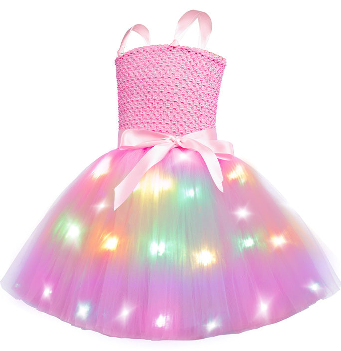 Little Girl LED Pink Dress Birthday Festival Costume