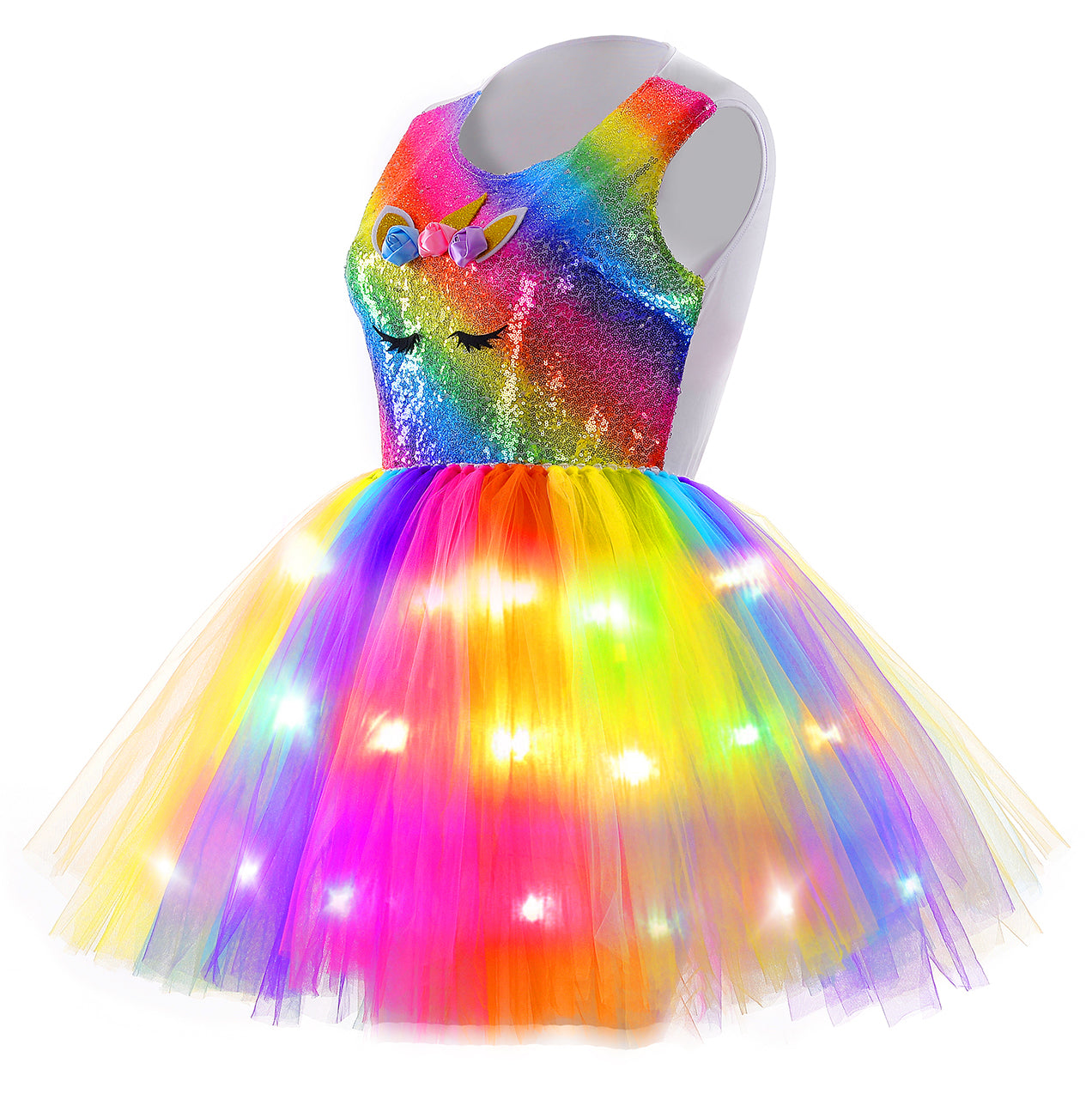 Unicorn red sequin LED light custom tutu dress