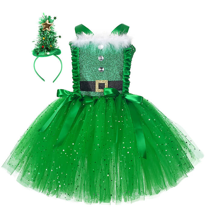 Girls Christmas Tree Style Tutu Dress