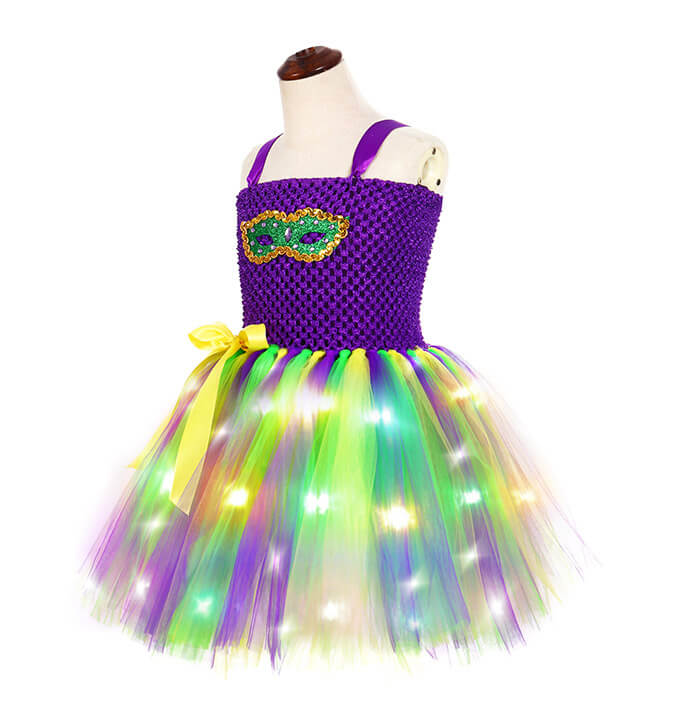 Girls Carnival Masquerade Glowing Tutu Dress