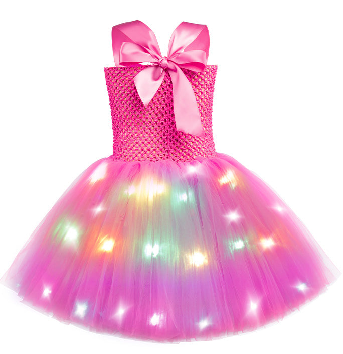 Girls LED Hot Pink Cowgirl Tutu Dress
