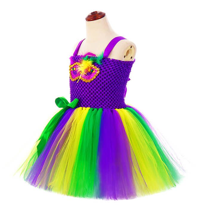 Girl Carnival LED Lights Colorful Mask Tutu Dress