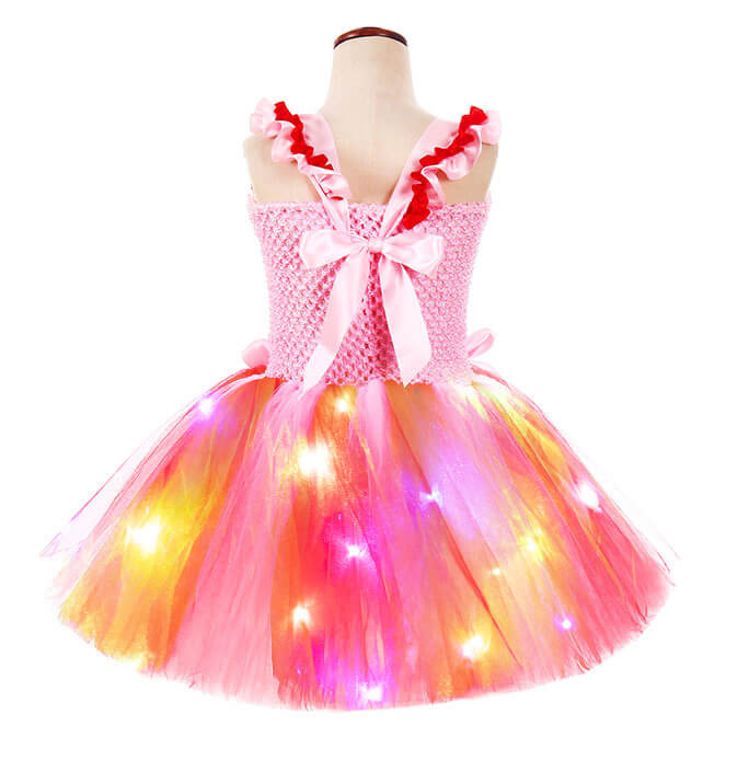 Girls Valentine's Day Love Peach Color Glowing Costume