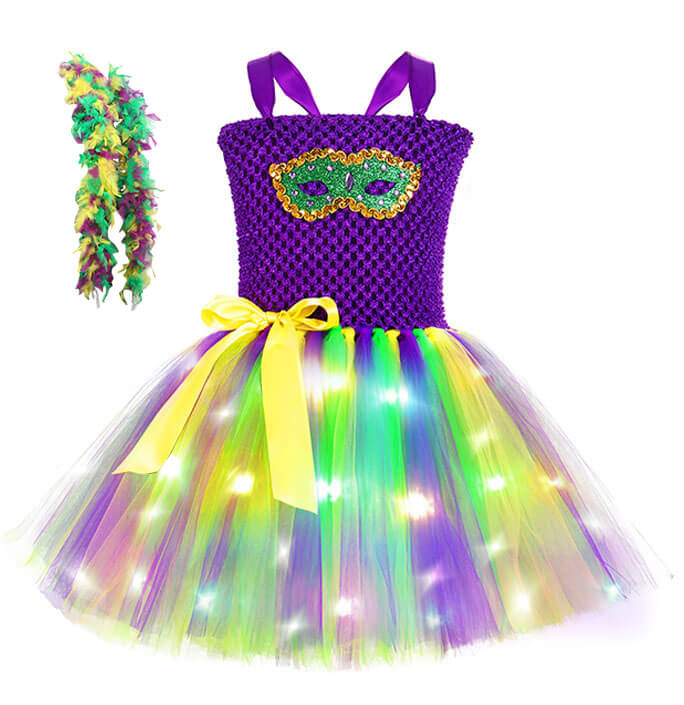 Girls Carnival Masquerade Glowing Tutu Dress