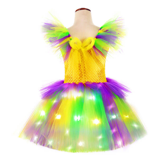 Girls Carnival Yellow LED Light Mask Tutu Dress