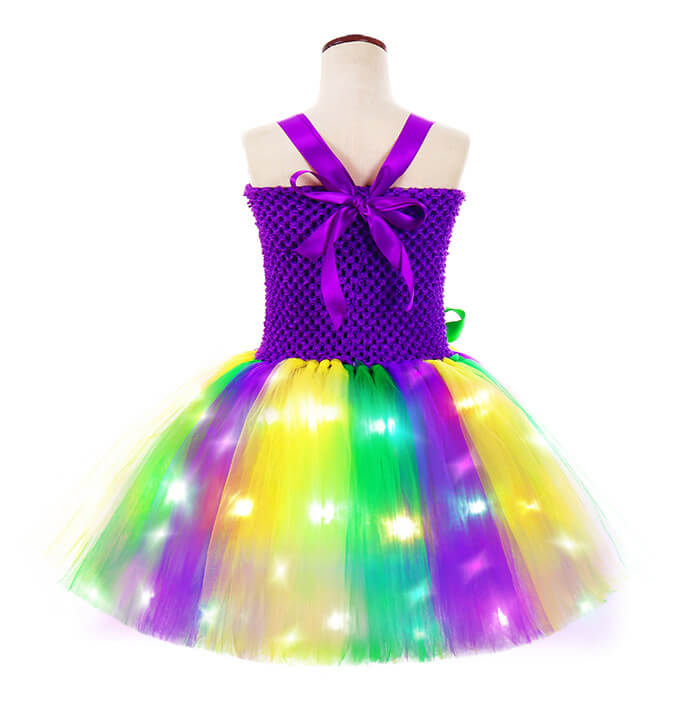 Girl Carnival LED Lights Colorful Mask Tutu Dress
