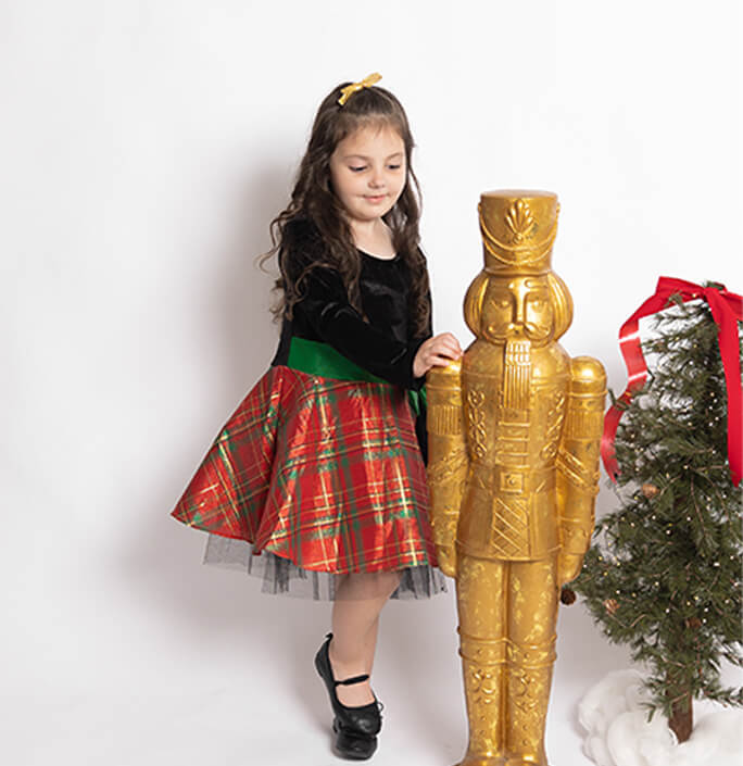 Girls Christmas Style Plaid Dress