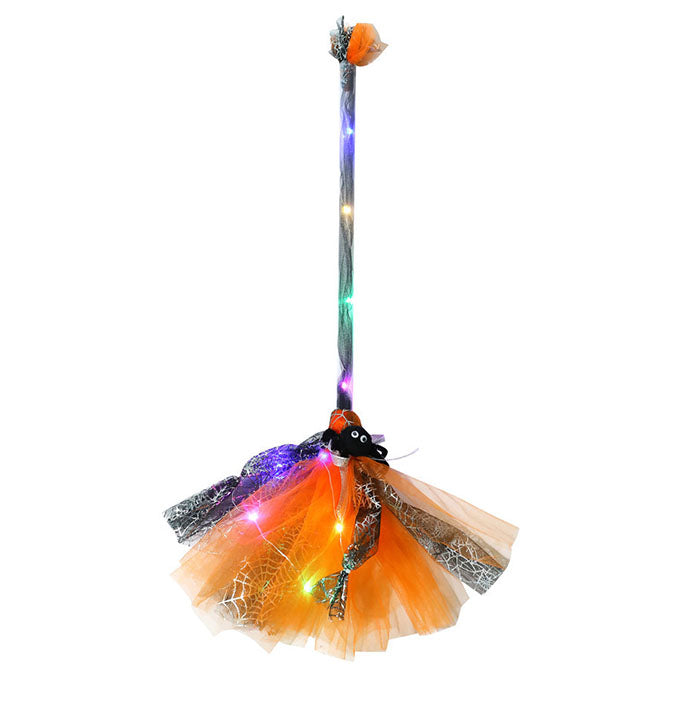 Halloween Magic Broom Decorated With LED lights