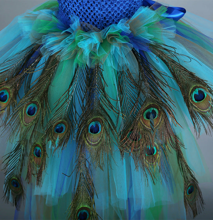 Girls Peacock Princess Festival Tutu Dress
