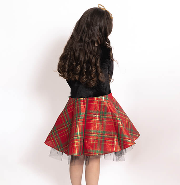 Girls Christmas Style Plaid Dress
