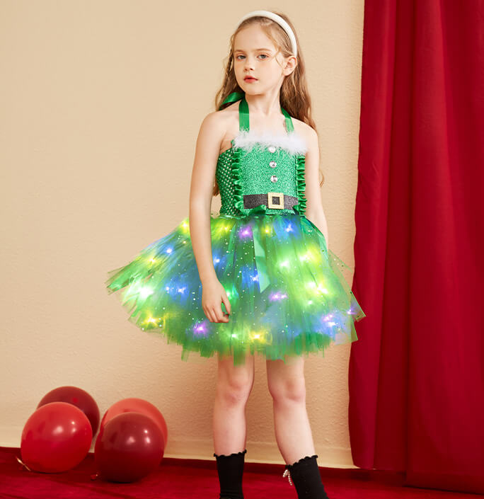 Girls Christmas Tree Style Tutu Dress
