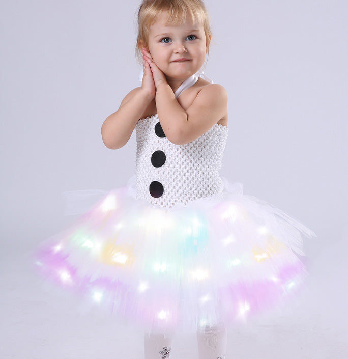 Girls Christmas Snowman Dress Costume