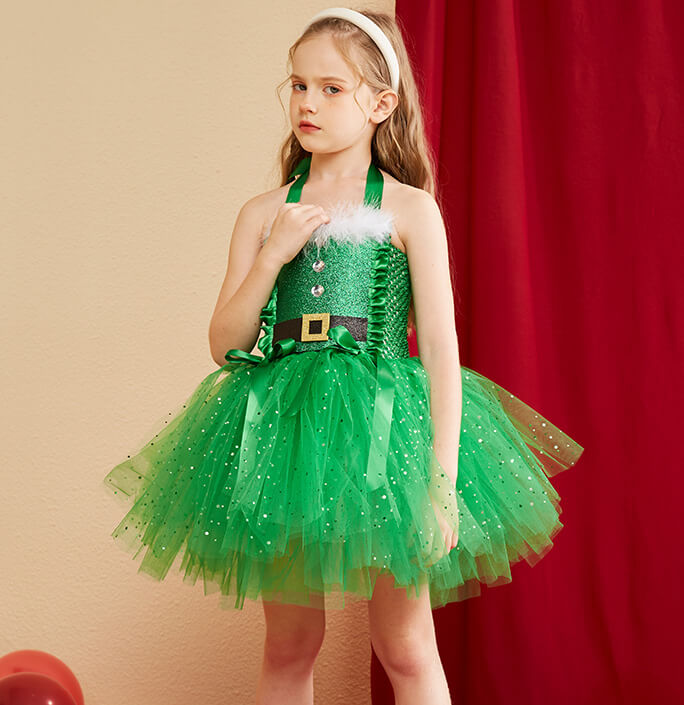 Girls Christmas Tree Style Tutu Dress