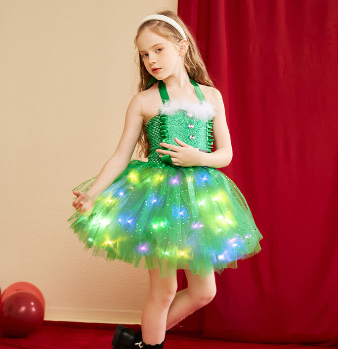 Girls Christmas Tree Style Tutu Dress