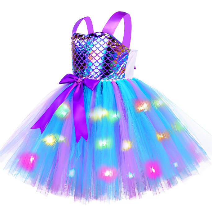 Girls LED Light Sequins Mermaid Costume
