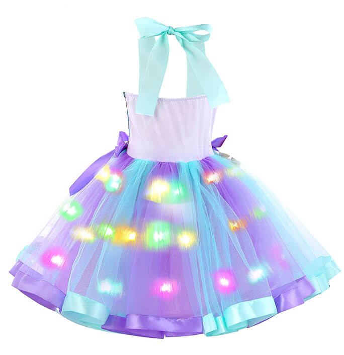 Girls LED Light Fish Scale Sequins Mermaid Costume