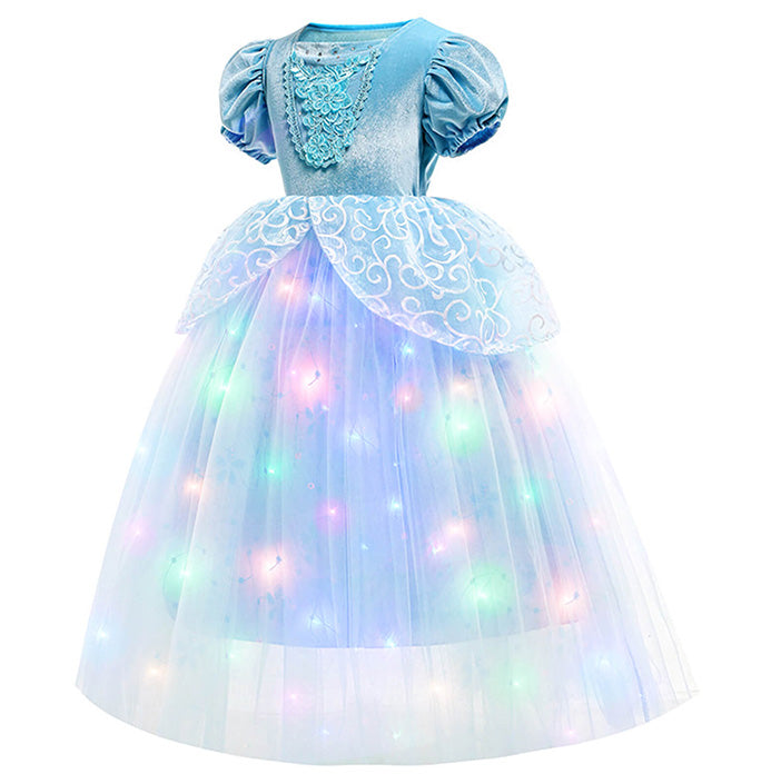 Girls Blue Princess LED Light Costume Dress