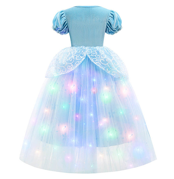 Girls Blue Princess LED Light Costume Dress