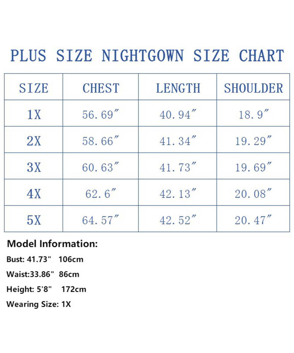PinkBeautiM Nightgowns for Women Plus Size Print V Neck Sleepwear with Pockets