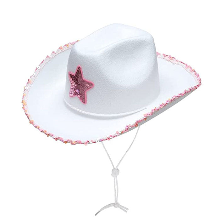 White Sequin Star Modal Cowgirl Hat