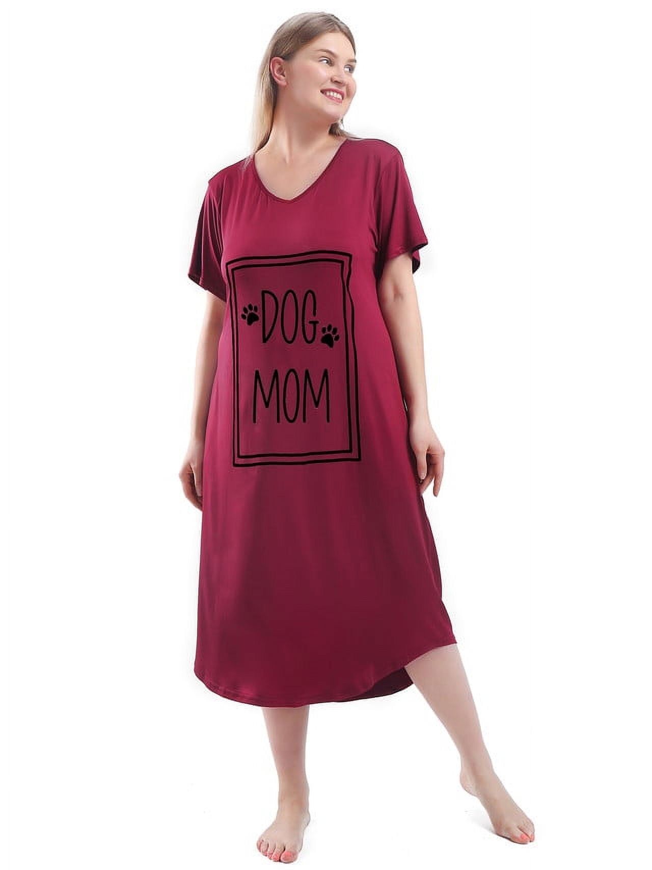 FEREMO Nightgown for Women Plus Size Long Sleepwear Printed Comfy Sleep Shirts 3 Pack
