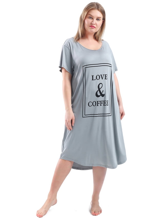 FEREMO Nightgown for Women Plus Size Long Sleepwear Printed Comfy Sleep Shirts 3 Pack
