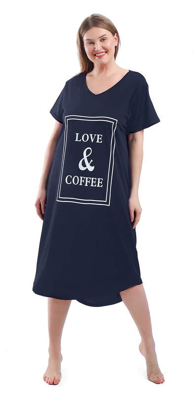 FEREMO Nightgown for Women Plus Size Long Sleepwear Printed Comfy Sleep Shirts 3 Pack