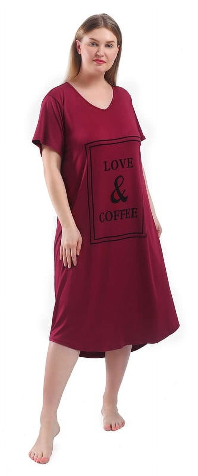 FEREMO Nightgown for Women Plus Size Long Sleepwear Printed Comfy Sleep Shirts 3 Pack