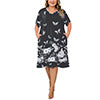 PinkBeautiM Nightgowns for Women Plus Size Print V Neck Sleepwear with Pockets