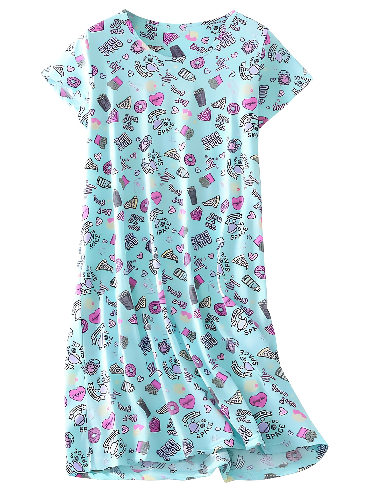 FEREMO Sleepwear for Women 2 Pack Cotton Printed Sleepshirt Loungewear Night Dress