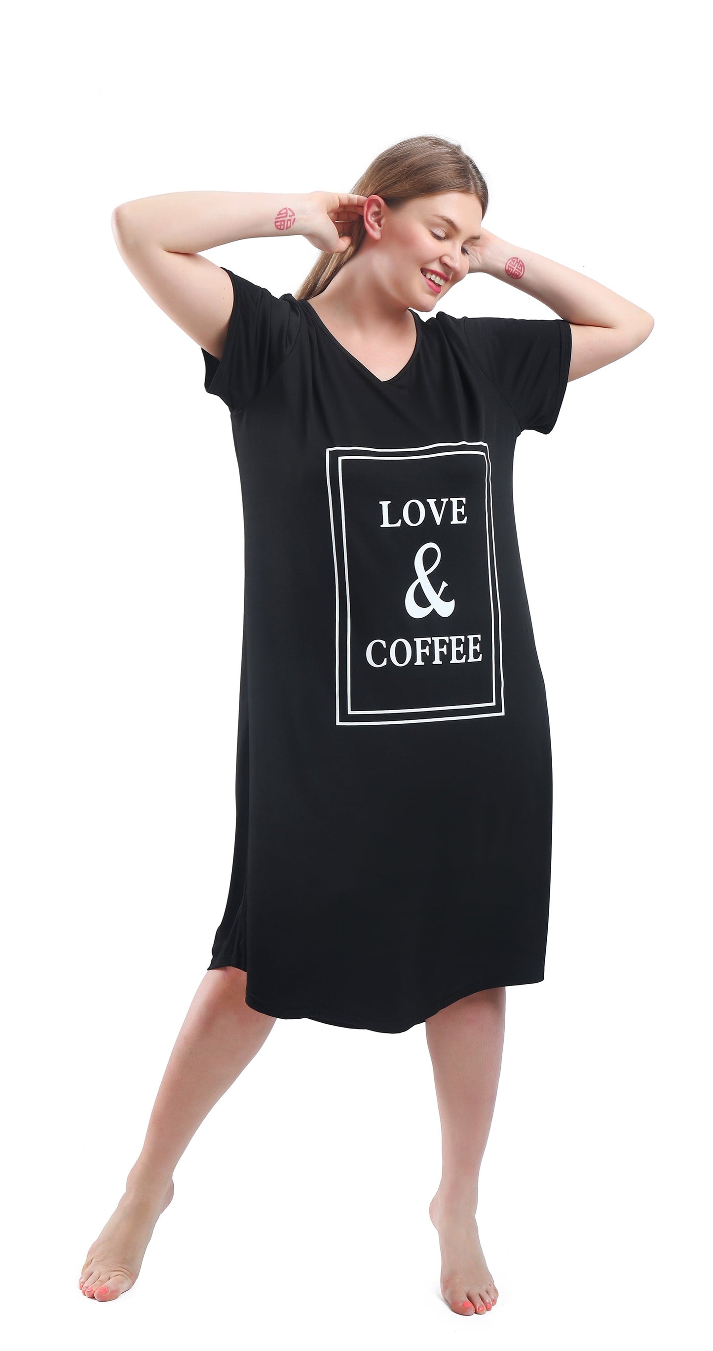 FEREMO Plus Size Nightgowns for Women V Neck Short Sleeve Nightshirts Sleepwear