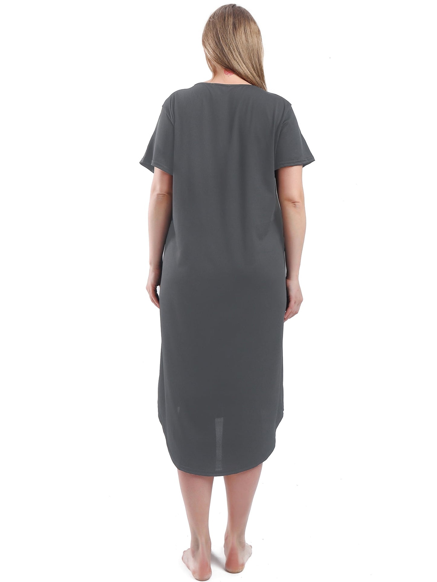 FEREMO Plus Size Nightgowns for Women V Neck Short Sleeve Nightshirts Sleepwear
